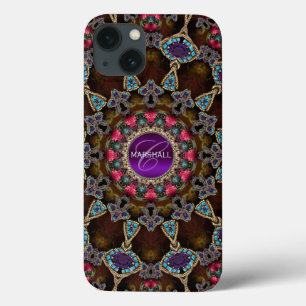 Bohemiaanse boomkunst monogram iPhone 13 hoesje