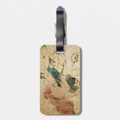 Bohemiaanse chic Paris Scripts vogel Frans botanis Bagagelabel (Achterkant verticaal)