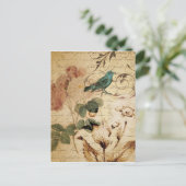 Bohemiaanse chic Paris Scripts vogel Frans botanis Briefkaart (Staand voorkant)