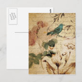 Bohemiaanse chic Paris Scripts vogel Frans botanis Briefkaart (Voorkant / Achterkant)