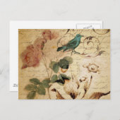 Bohemiaanse chic Paris Scripts vogel Frans botanis Briefkaart (Voorkant / Achterkant)