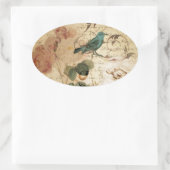 Bohemiaanse chic Paris Scripts vogel Frans botanis Ovale Sticker (Tas)