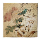 Bohemiaanse chic Paris Scripts vogel Frans botanis Tegeltje (Voorkant)