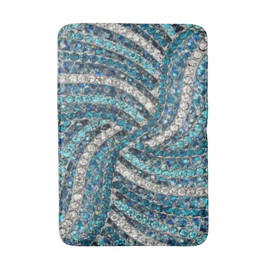 bohemiaanse girale zilvergrijze turkooizen blauw badmat (Voorkant Verticaal)