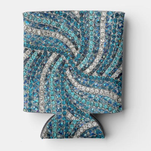 bohemiaanse girale zilvergrijze turkooizen blauw blikjeskoeler (Voorkant)