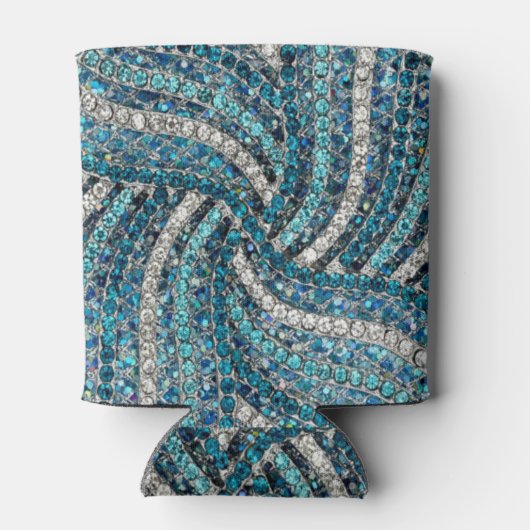 bohemiaanse girale zilvergrijze turkooizen blauw blikjeskoeler (Achterkant)