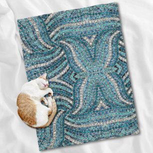 bohemiaanse girale zilvergrijze turkooizen blauw fleece deken