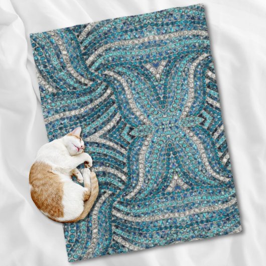 bohemiaanse girale zilvergrijze turkooizen blauw fleece deken