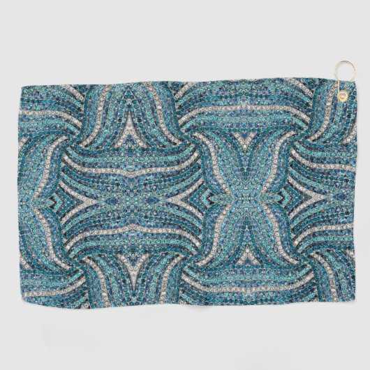 bohemiaanse girale zilvergrijze turkooizen blauw golfhanddoek (Horizontaal)