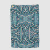 bohemiaanse girale zilvergrijze turkooizen blauw golfhanddoek (Voorkant)