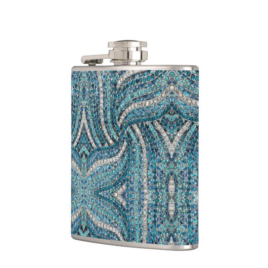 bohemiaanse girale zilvergrijze turkooizen blauw heupfles (Links)