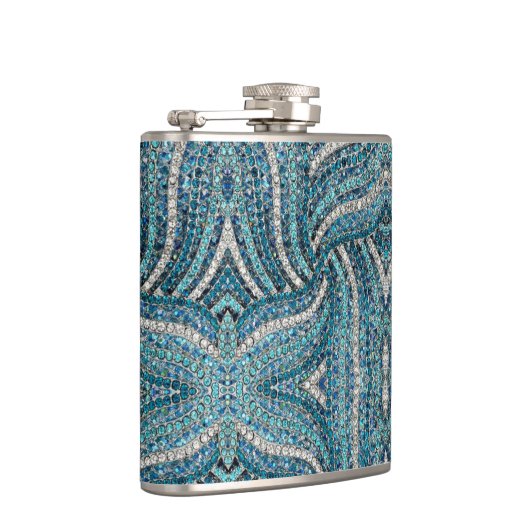 bohemiaanse girale zilvergrijze turkooizen blauw heupfles (Rechts)