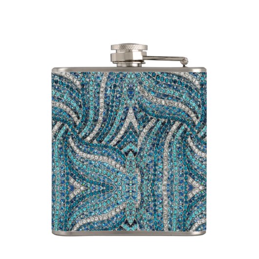 bohemiaanse girale zilvergrijze turkooizen blauw heupfles (Achterkant)