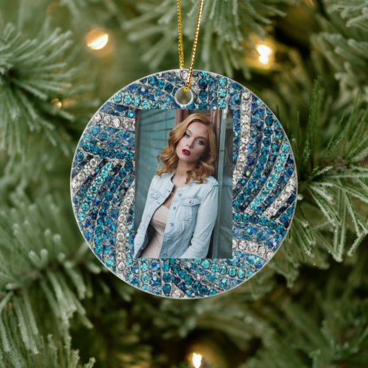 bohemiaanse girale zilvergrijze turkooizen blauw keramisch ornament (Boom)