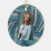 bohemiaanse girale zilvergrijze turkooizen blauw keramisch ornament (Links)