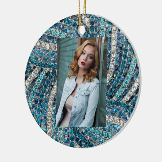 bohemiaanse girale zilvergrijze turkooizen blauw keramisch ornament (Links)