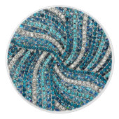 bohemiaanse girale zilvergrijze turkooizen blauw keramische knop (Voorkant)