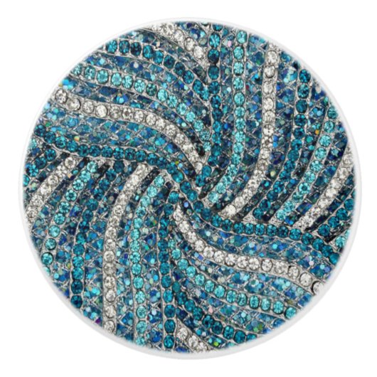 bohemiaanse girale zilvergrijze turkooizen blauw keramische knop (Voorkant)