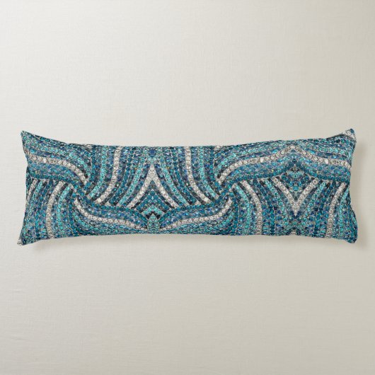 bohemiaanse girale zilvergrijze turkooizen blauw lichaamskussen (Voorkant)