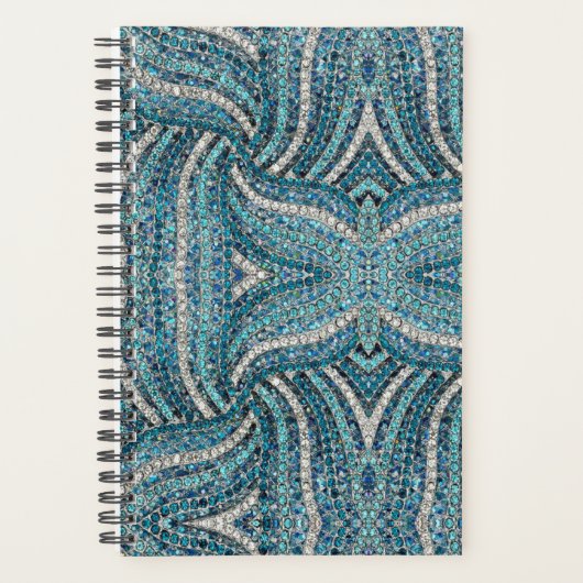 bohemiaanse girale zilvergrijze turkooizen blauw planner (Voorkant)