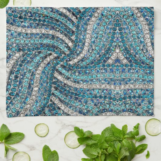 bohemiaanse girale zilvergrijze turkooizen blauw theedoek (Gevouwen)