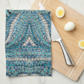 bohemiaanse girale zilvergrijze turkooizen blauw theedoek (Quarter Fold)