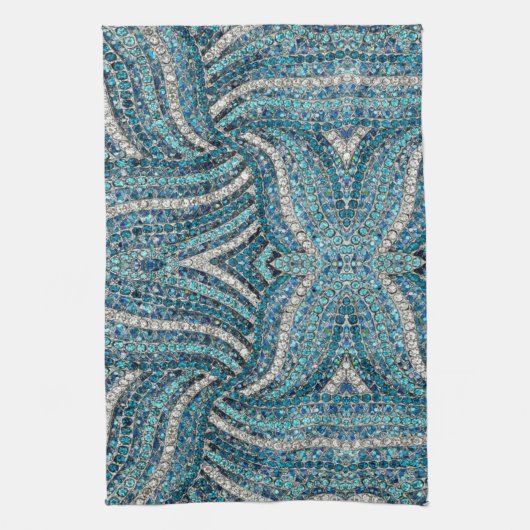 bohemiaanse girale zilvergrijze turkooizen blauw theedoek (Verticaal)