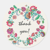 Bohemiaanse kalkmet bloemen met dank ronde sticker (Voorkant)