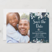 Bohemiaanse marine White Floral Wedding Save the D Save The Date (Voorkant)