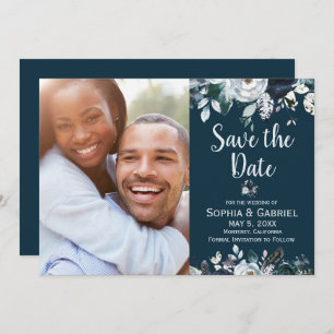 Bohemiaanse marine White Floral Wedding Save the D Save The Date