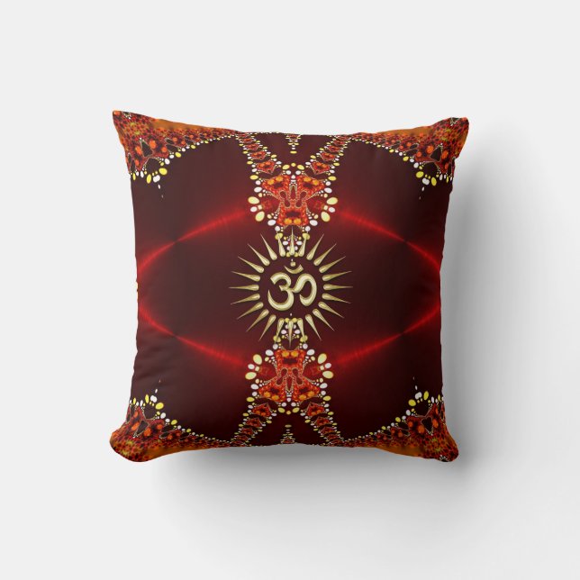 Bohemiaanse Passie OM Deep Red Cushion / Pillow Kussen (Voorkant)