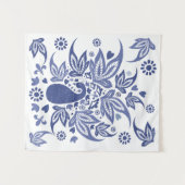 Bohemiaanse stijl Blauw en Wit Peacock Wandkleed (Voorkant (horizontaal))