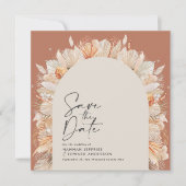 Bohemiaanse terracotta pampas gras styrelse trendy save the date (Voorkant)