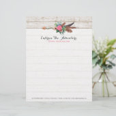 Bohemiaanse ventiel Arrow en Roos op Rustic White  Briefhoofd Ontwerp (Staand voorkant)