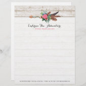 Bohemiaanse ventiel Arrow en Roos op Rustic White  Briefhoofd Ontwerp (Voorkant / Achterkant)