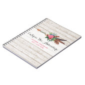 Bohemiaanse ventiel Arrow en Roos op Rustic White  Notitieboek (Linkerzijde)