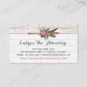 Bohemiaanse ventiel Arrow en Roos op Rustic White  Visitekaartje (Achterkant)