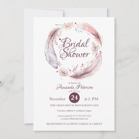 Bohemiaanse veren bloemen Vrijgezellenfeest Kaart (Voorkant)