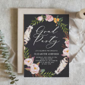 Bohemiaanse veren en Floral Wreath Graduation Part Kaart