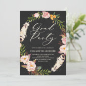 Bohemiaanse veren en Floral Wreath Graduation Part Kaart (Staand voorkant)