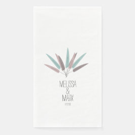 Bohemiaanse veren Pastel Couples Name Weddenschap Servet