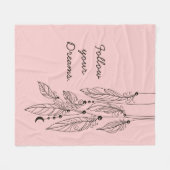 Bohemiaanse veren Tekening "Roos Kwartz" Achtergro Fleece Deken (Voorkant (Horizontaal))