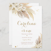 Bohemian 1st Birthday Party Boho Pampas Grass Inv Kaart (Voorkant / Achterkant)