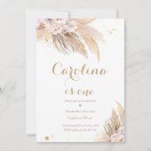Bohemian 1st Birthday Party Boho Pampas Grass Kaart (Voorkant)