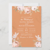 Bohemian Abrikoos Pioenen Bruiloft Uitnodiging (Voorkant)