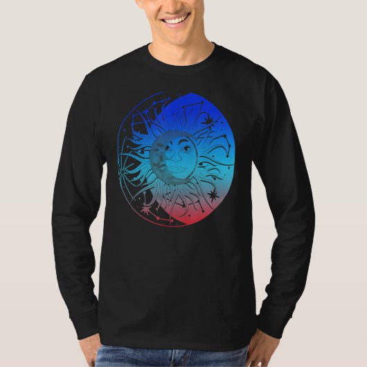 Bohemian Aesthetic Crescent Moon Astronomy Sun Ast T-shirt (Voorkant)