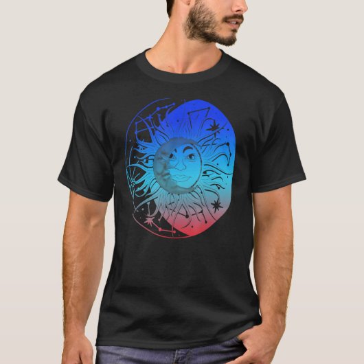 Bohemian Aesthetic Crescent Moon Astronomy Sun Ast T-shirt (Voorkant)