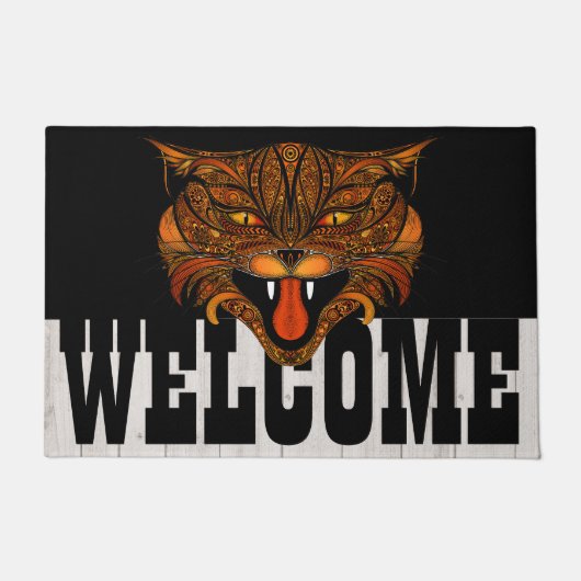 Bohemian All Season WILD Cat Welkom Door Mat (Voorkant)