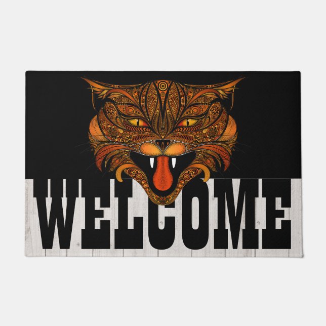 Bohemian All Season WILD Cat Welkom Door Mat (Voorkant)