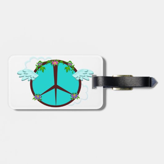 Bohemian Angel Wings Peace Symbol Bagagelabel (Achterkant horizontaal)